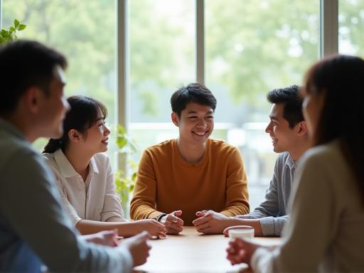 Automotive Experts team discussing community safety initiatives with local Tokyo residents.