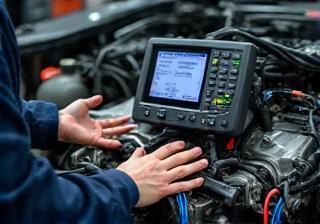 Technician performing precision engine tuning for optimal fuel efficiency.
